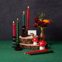 Red and Green Spiral Candles - 4 Pack