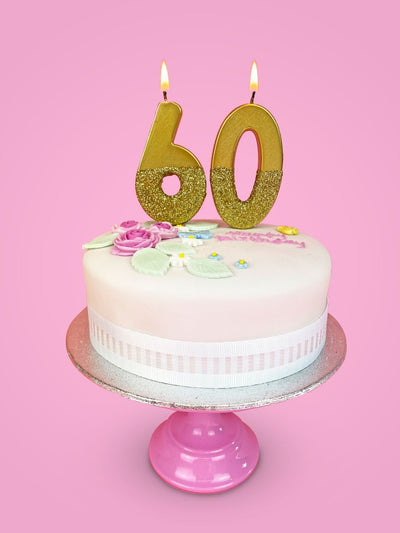 Gold Glitter Number Candle - 6