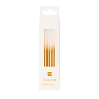 White and Gold Ombre Candles, 10cm - 16 Pack