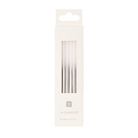 White and Silver Ombre Candles, 10cm - 16 Pack