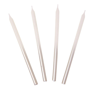 White and Silver Ombre Candles, 10cm - 16 Pack