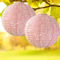 Pink Outdoor Solar Lanterns, 20cm - 2 Pack