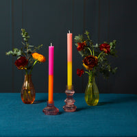 Geometric Small Pink Glass Candle Holder