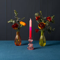 Geometric Pink Glass Candlestick Holder