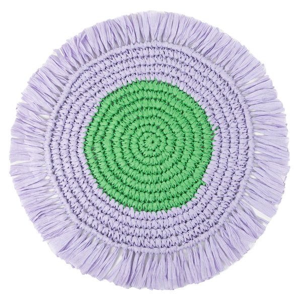 Lilac & Green Paper Raffia Placemats - 2 Pack