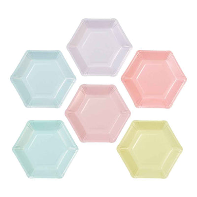 we heart pastels hexagonal plates 12 pk 6 designs 18cm diameter 1 - Talking Tables