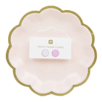 Pink Scalloped Recyclable Plates - 12 Pack