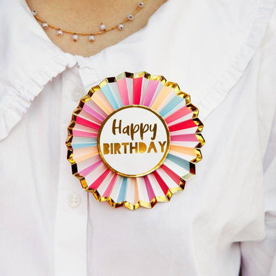 Rose Happy Birthday Badge - Talking Tables UK Public