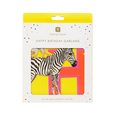 Party Safari Monkey & Zebra Happy Birthday Paper Garland - 3m
