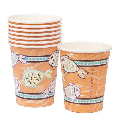 Moroccan Souk Orange Fish Paper Cups - 8 Pack