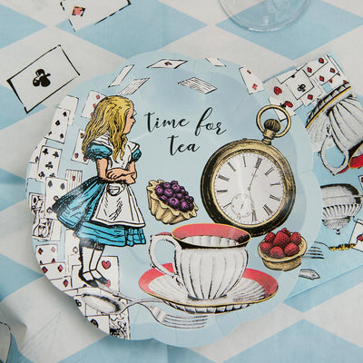 Blue Alice in Wonderland Recyclable Paper Plates - 12 Pack