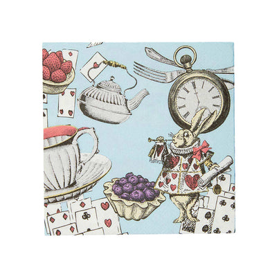 Blue Alice in Wonderland Cocktail Napkin | 20 Pack