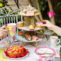 Floral 3 Tier Cardboard Cake Stand