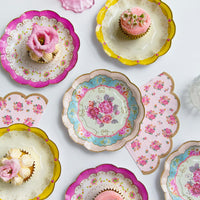 Pink, Yellow & Blue Floral Paper Plates - 12 pack