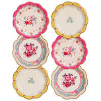 Pink, Yellow & Blue Floral Paper Plates - 12 pack