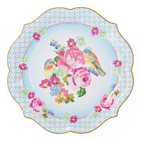 Yellow & Blue Floral Paper Plates - 4 pack