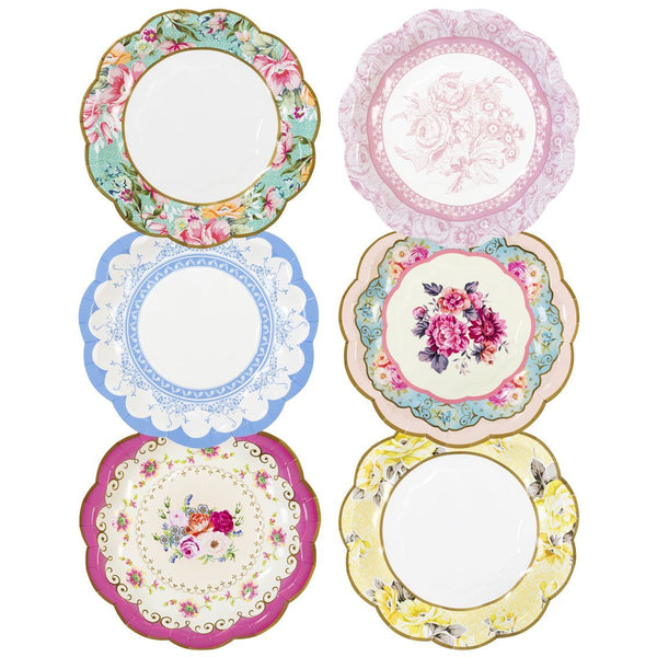 Multicoloured Floral Paper Plates - 12 pack