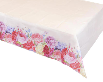 White Floral Edged Paper Table Cover
