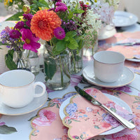 Peach Floral Scalloped Edge Napkin