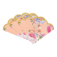 Peach Floral Scalloped Edge Napkin