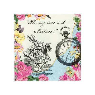 Alice in Wonderland Rabbit Floral Paper Napkin | 20 Pack