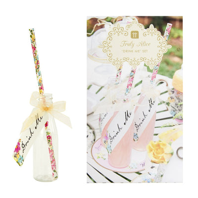 Alice in Wonderland Party Bottles & Straws
