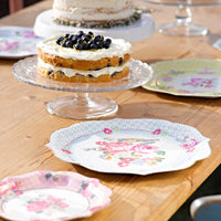Yellow & Blue Floral Paper Plates - 4 pack