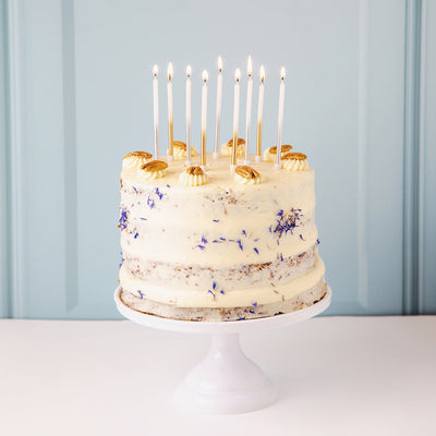 White and Silver Ombre Candles, 10cm - 16 Pack