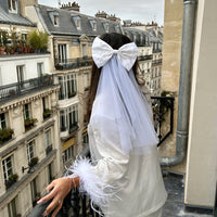 White Pearl Bow Veil