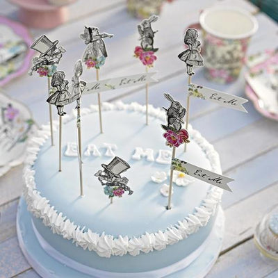 Alice in Wonderland Mad Hatter Party Cake Toppers