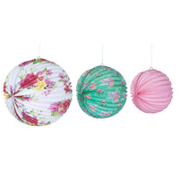 Pink, Blue & Green Floral Paper Lanterns