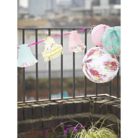 Pink, Blue & Green Floral Paper Lanterns