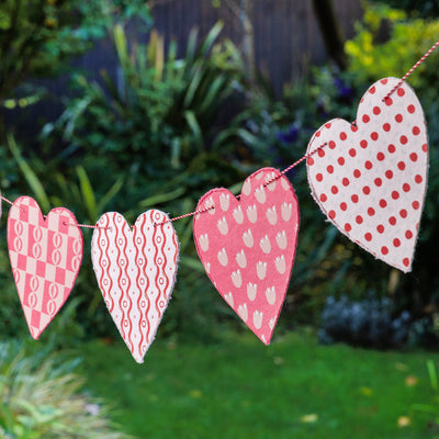 Recycled Cotton Paper Heart Garland - 2m