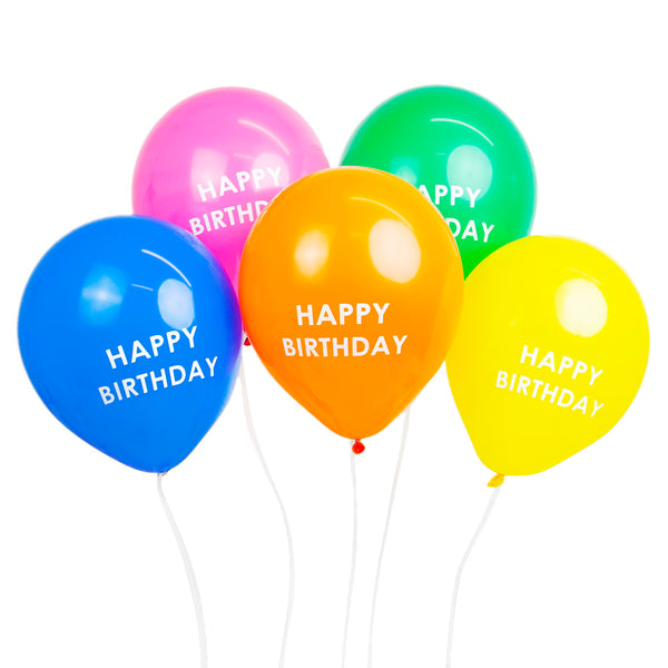 Rainbow 'Happy Birthday' Balloons - 5 Pack