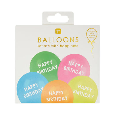 Rainbow 'Happy Birthday' Balloons - 5 Pack