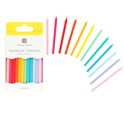 Rainbow Birthday Candles - 24 Pack