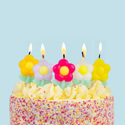 Daisy Multi Coloured Birthday Candles - 5 Pack