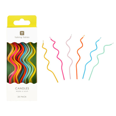 Rainbow Twisted Birthday Candles - 20 Pack