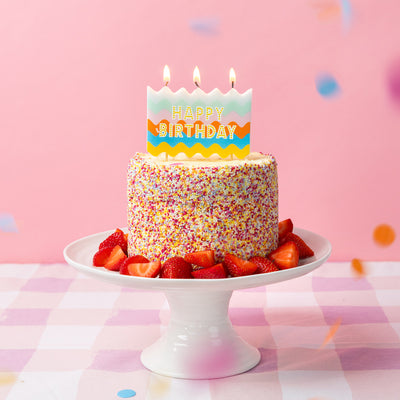 Colourful Large Wavy Happy Birthday Candle
