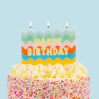 Colourful Large Wavy Happy Birthday Candle