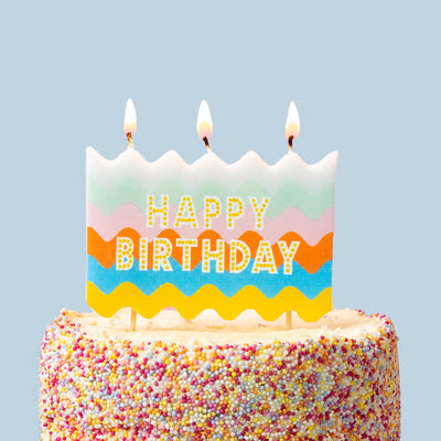 Colourful Large Wavy Happy Birthday Candle