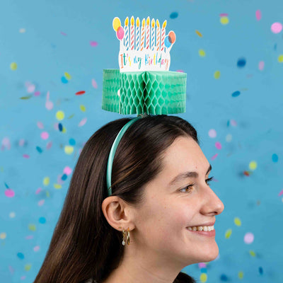 Green 'It's My Birthday' Cake Headband Crown