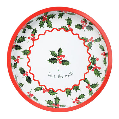 Holly Christmas Tin Tray - 30cm