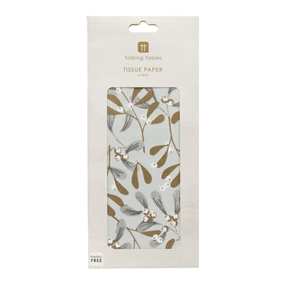 Gold Mistletoe Tissue Paper - 4 Sheets