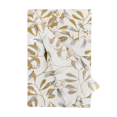 Gold Mistletoe Tissue Paper - 4 Sheets