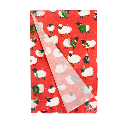 Christmas Sheep Red Tissue Paper - 4 Sheets