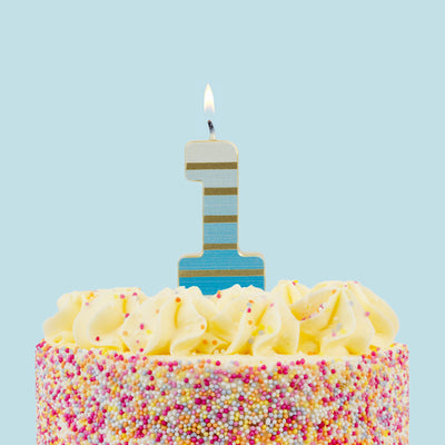 Blue & Gold Birthday Number Candle - 1