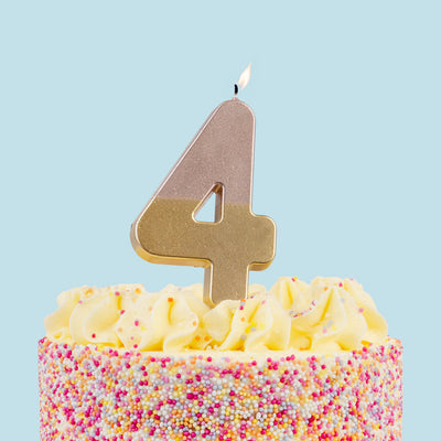 Rose Gold Dipped Birthday Number Candle - 4