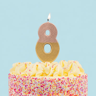 Rose Gold Dipped Birthday Number Candle - 8