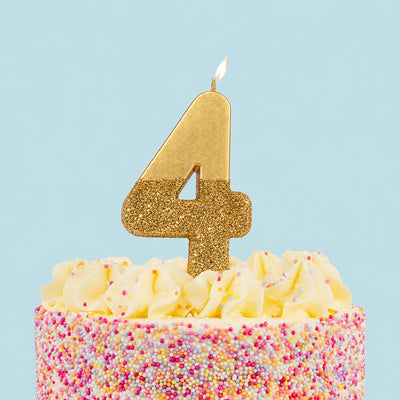 Gold Glitter Birthday Number Candle - 4